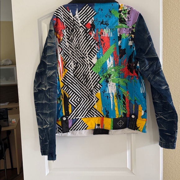 Colorful Abstract Leather Jacket - Picture 9 of 11